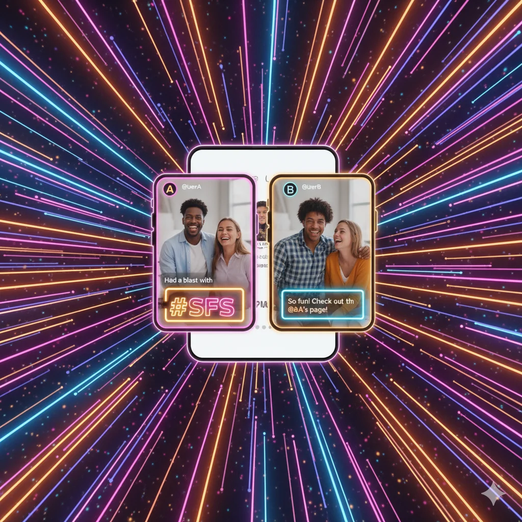 Users tagging each other in Instagram stories for SFS promotion