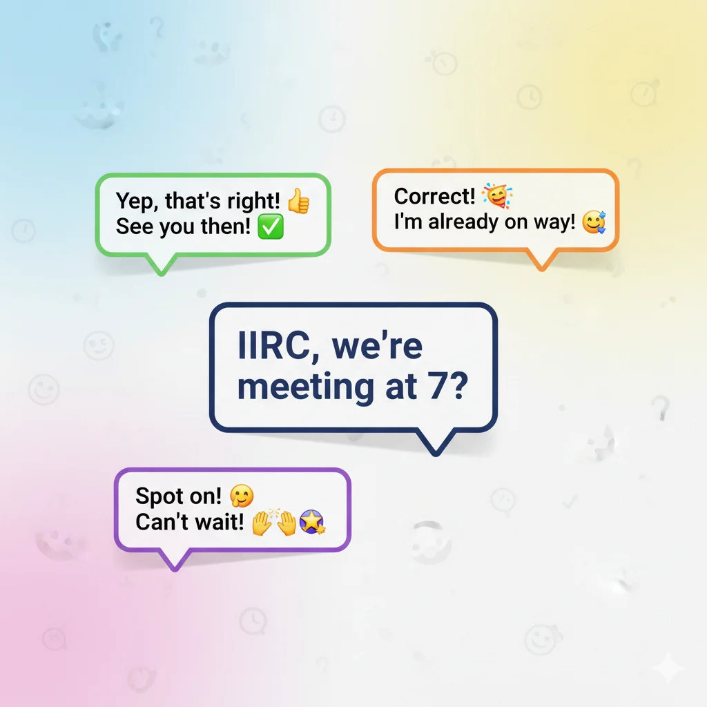 Examples of natural responses to IIRC messages in a chat conversation.