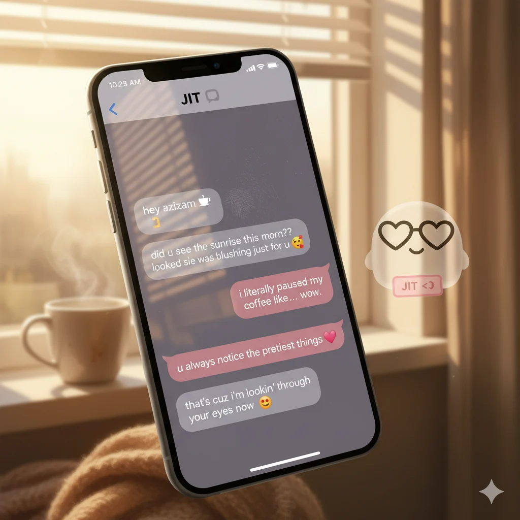 Text conversation showing examples of using JIT as a slang term for a young person.