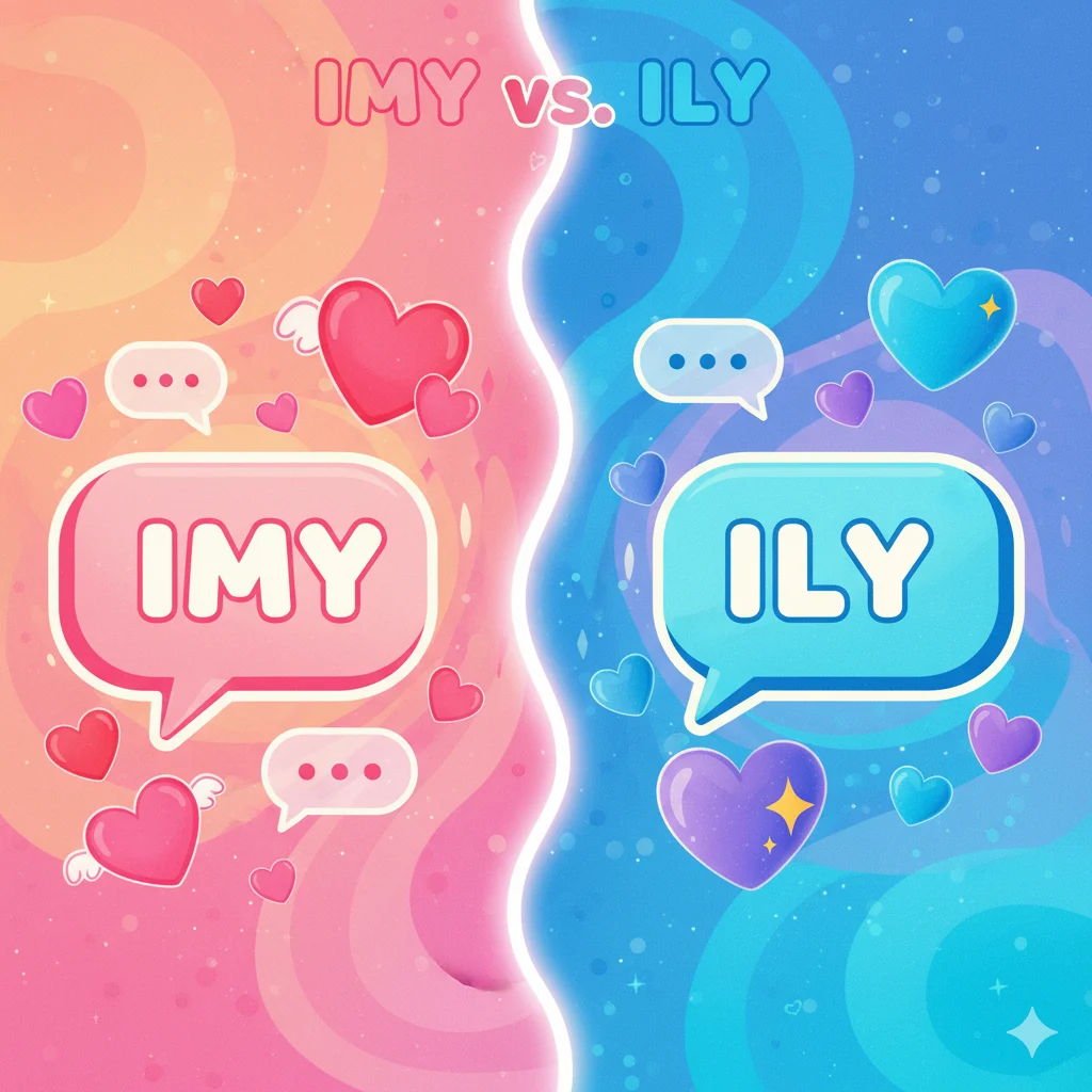 Visual difference between IMY and ILY with heart emojis