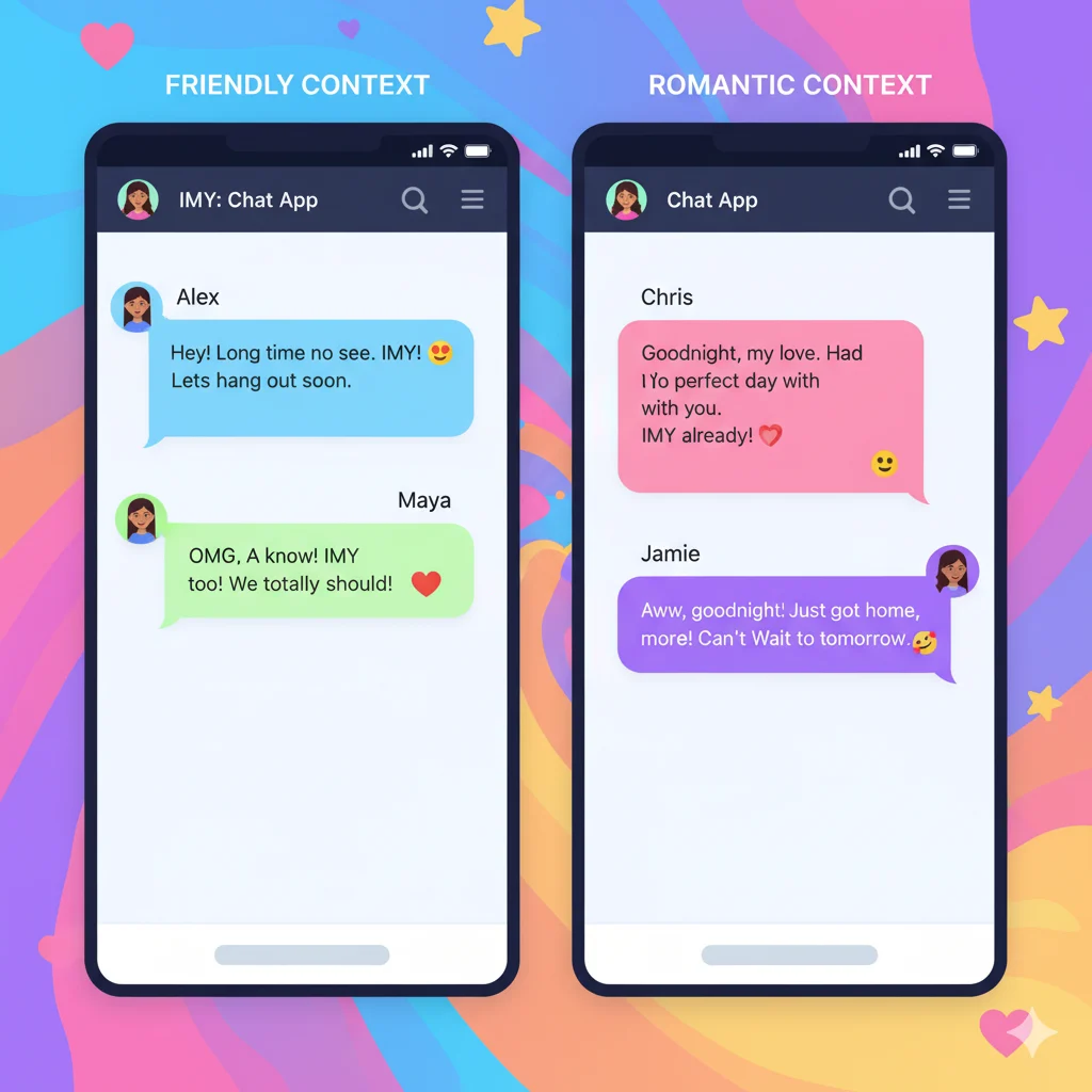 IMY used in casual and romantic chats illustration