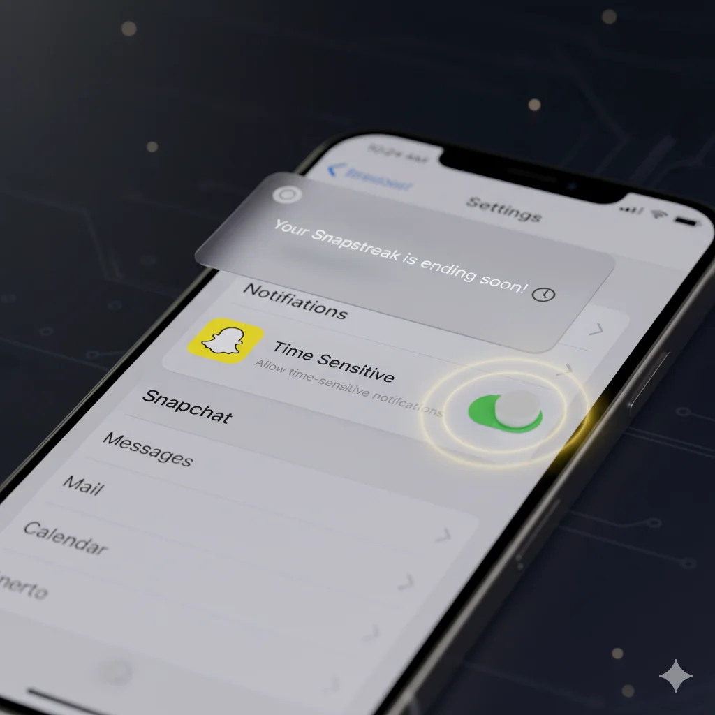 Examples of how Time Sensitive notifications appear in chat, stories, and app reminders on Snapchat