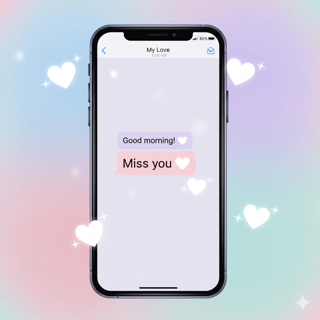 Smartphone chat showing a white heart emoji 🤍 used in friendly and loving messages, symbolizing pure affection.